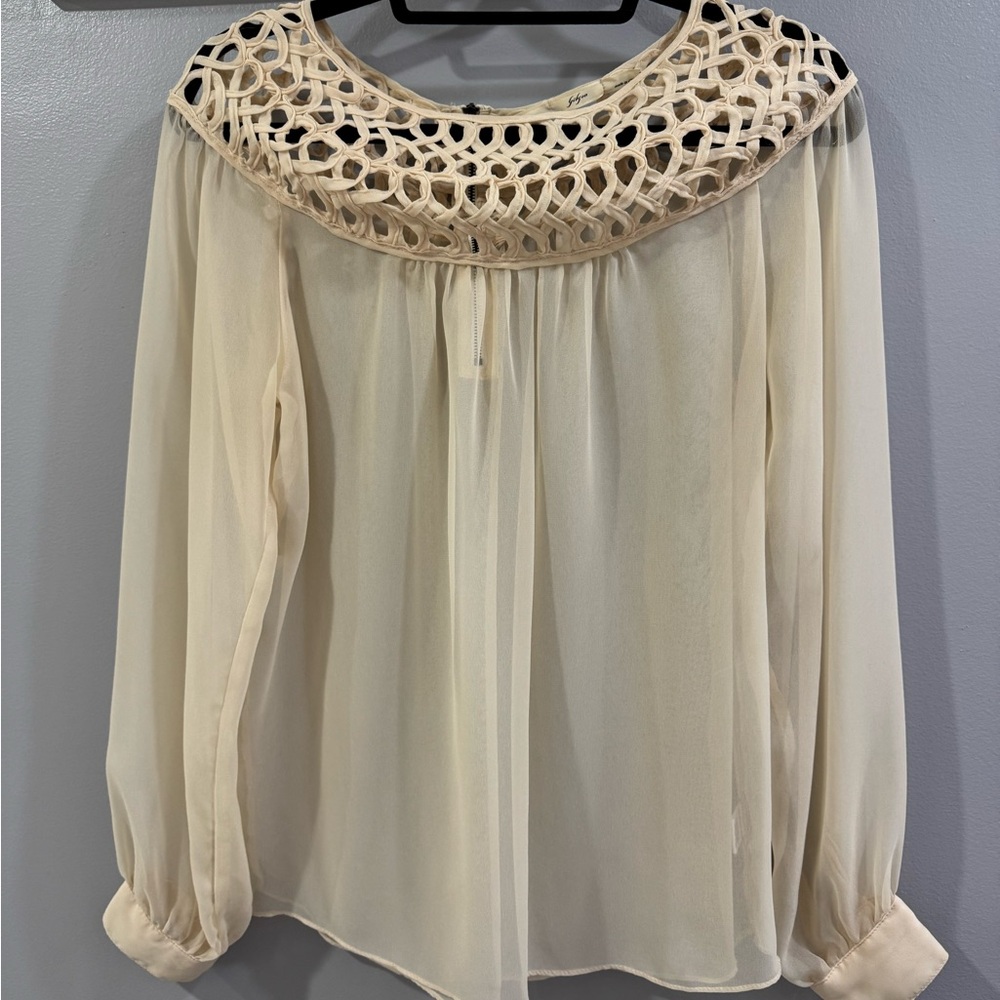 Gibson Cream Blouse with Crochet Yoke